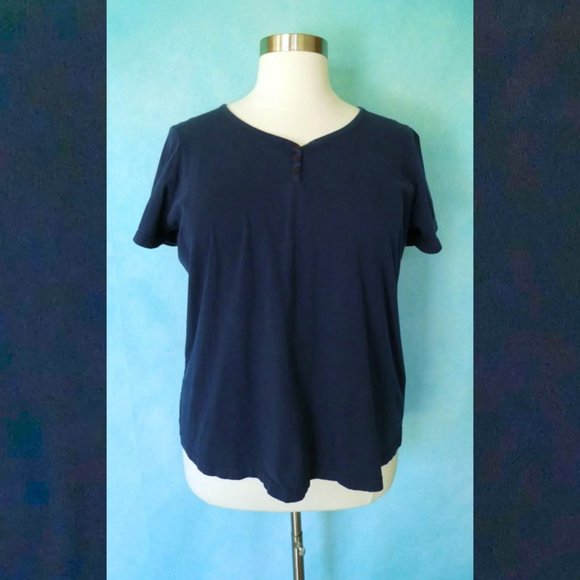 Roaman's Navy Blue Henley Tee Size 22/24 1X - Picture 2 of 8